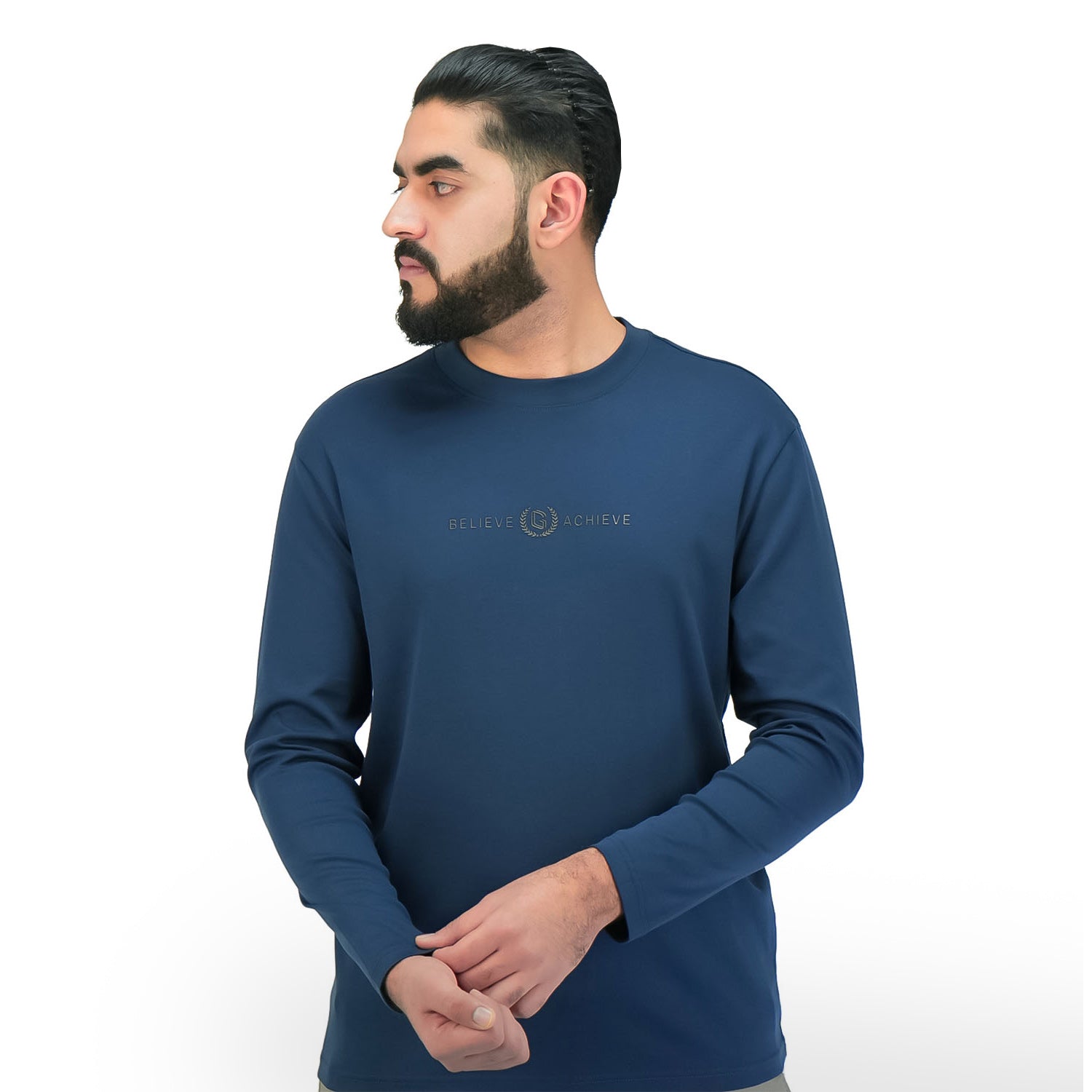 Giordano Men's Smart Collar Print Tee | Liquid Touch Comfort-Blue