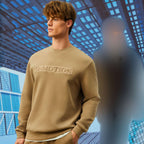 Giordano Men's G-Motion Slim Fit Long Sleeve Sweatshirt For Active Life-Brown