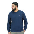 Giordano Men’S Cotton Polyester French Terry Crew Neck Sweatshirt-Blue