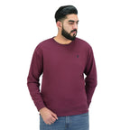 Giordano Men’S Cotton Polyester French Terry Crew Neck Sweatshirt-Red