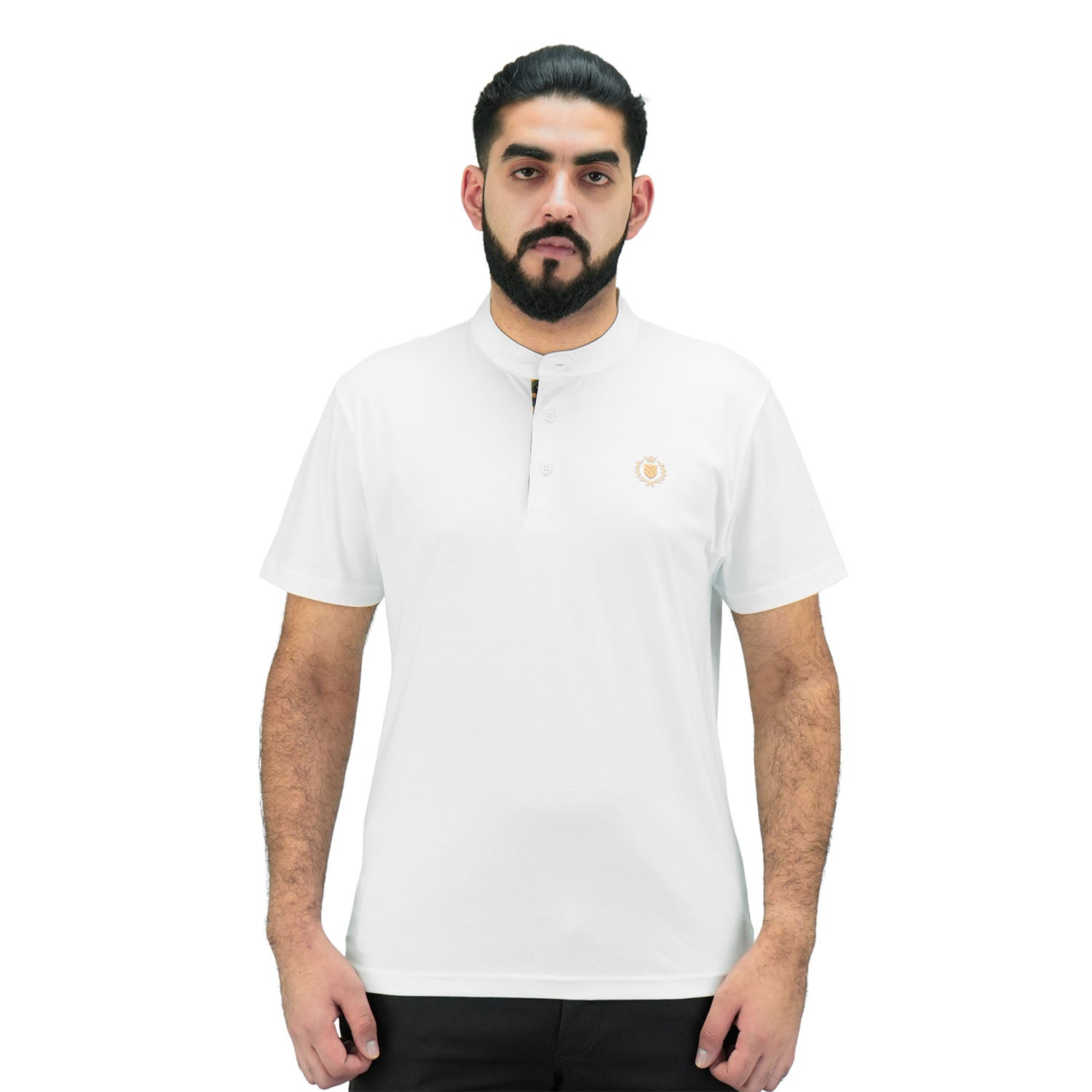 Giordano Men's Henley Tee | Slim Fit Cotton Comfort-White