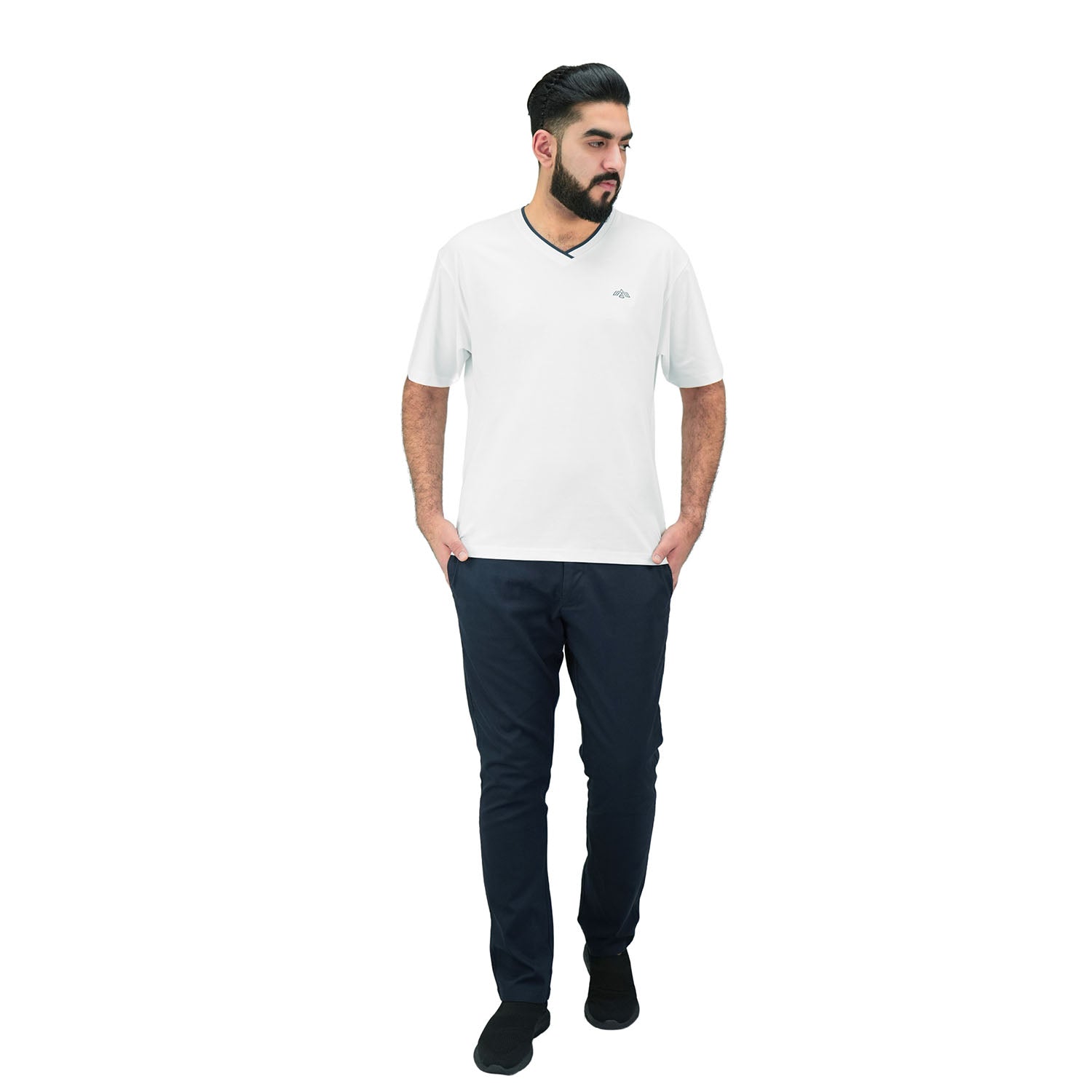 Men's V Neck Embroidery Tee