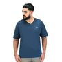 Giordano Men's V Neck Embroidery Tee-Blue