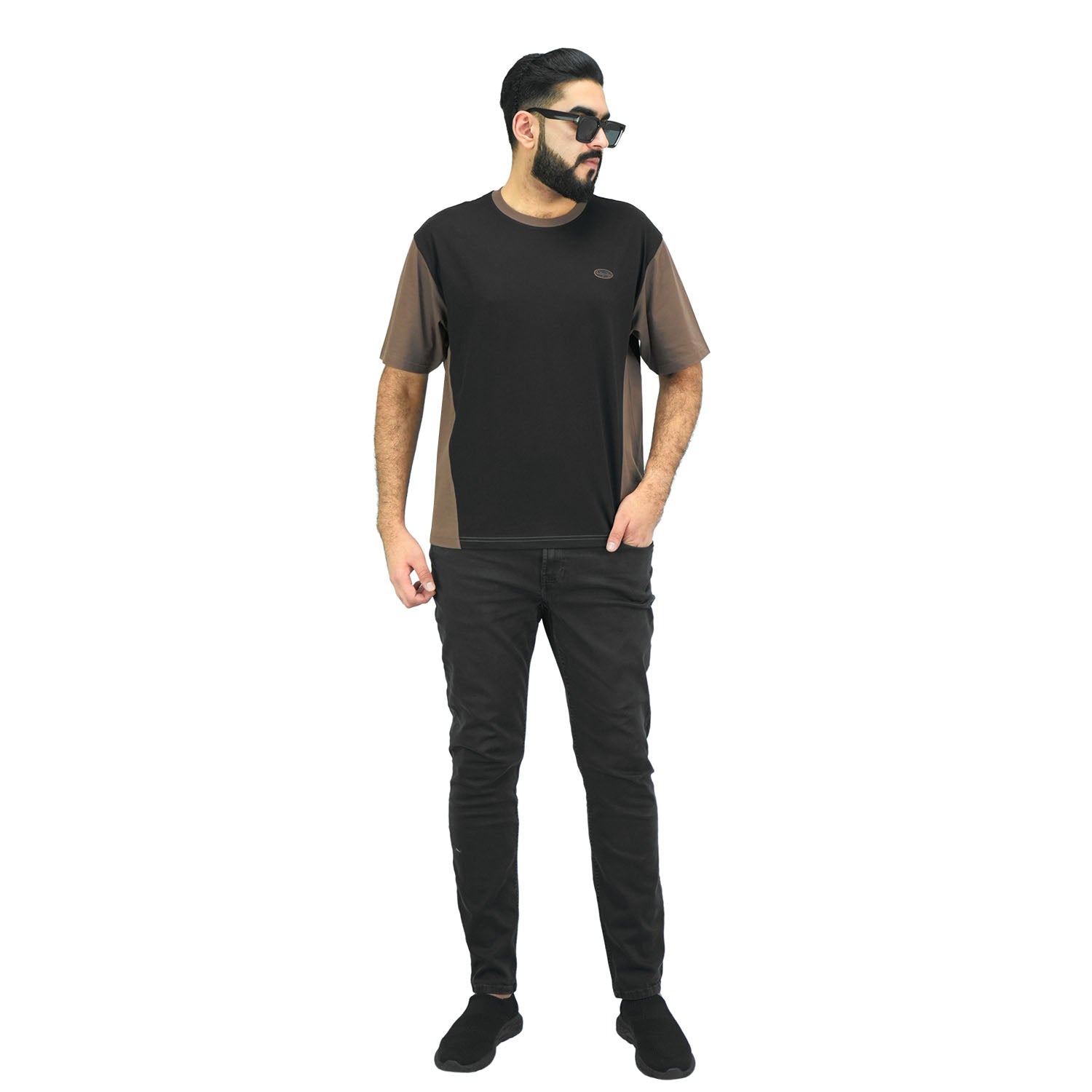 Men's Color Blocking Tee - Cotton Polyester Sorona Jersey, Relaxed Fit