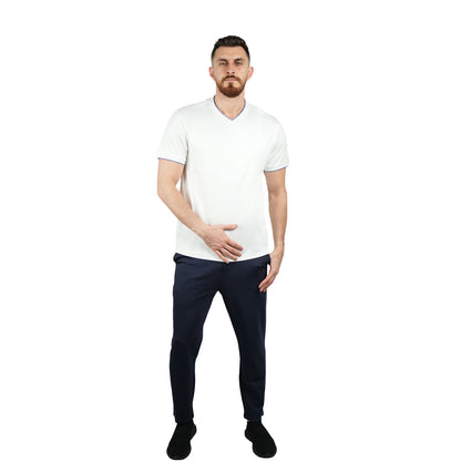 Men's V-Neck Tee - Slim Fit, Cotton Interlock, Solid Colors