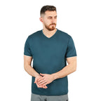 Giordano Men's V-Neck Tee - Slim Fit, Cotton Interlock, Solid Colors-Green