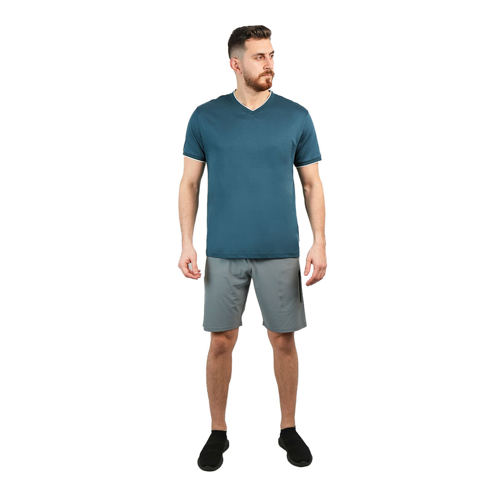 Men's V-Neck Tee - Slim Fit, Cotton Interlock, Solid Colors