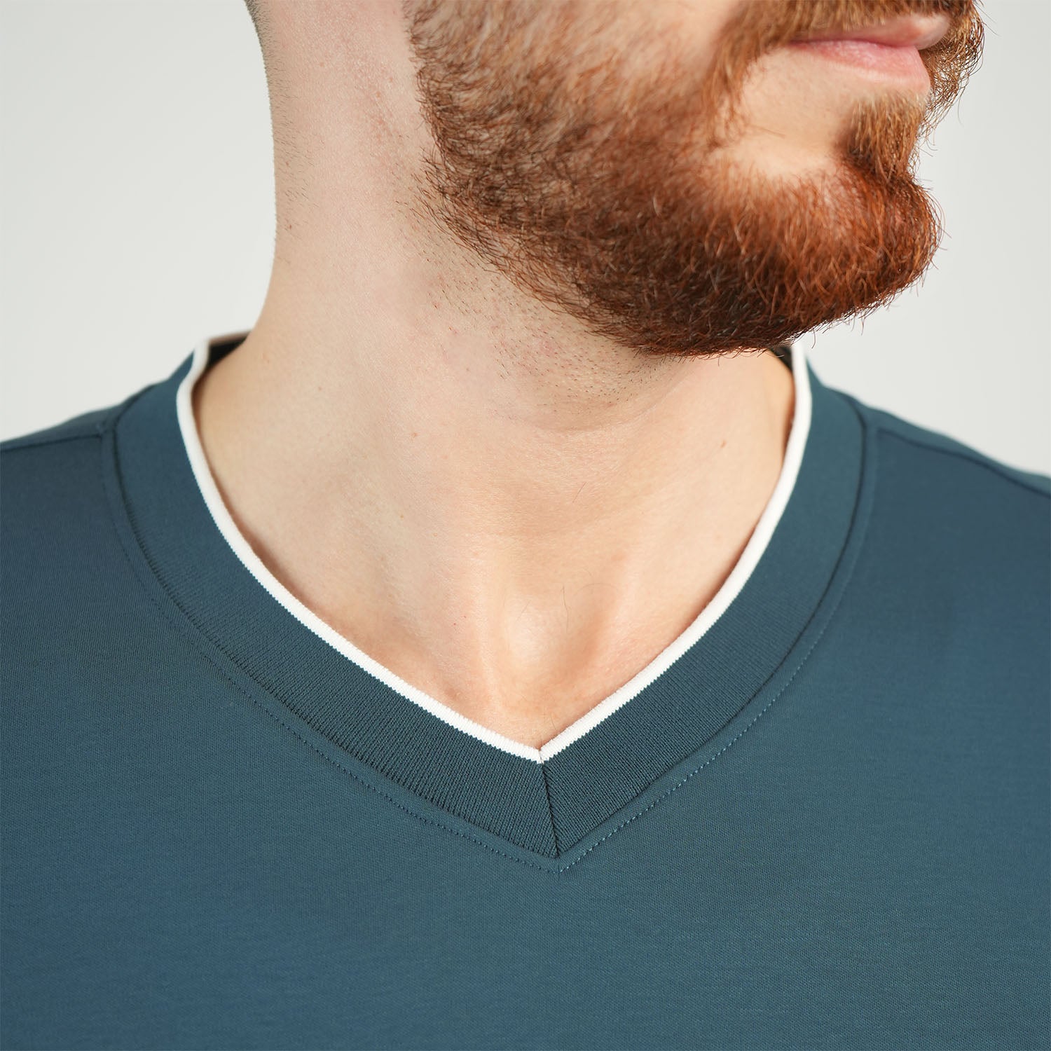 Men's V-Neck Tee - Slim Fit, Cotton Interlock, Solid Colors
