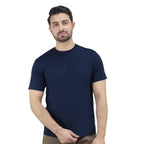 Giordano Men's Cotton Jersey Crew Neck Slim Fit Tee-Blue