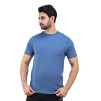 Giordano Men's Cotton Jersey Crew Neck Slim Fit Tee-Blue