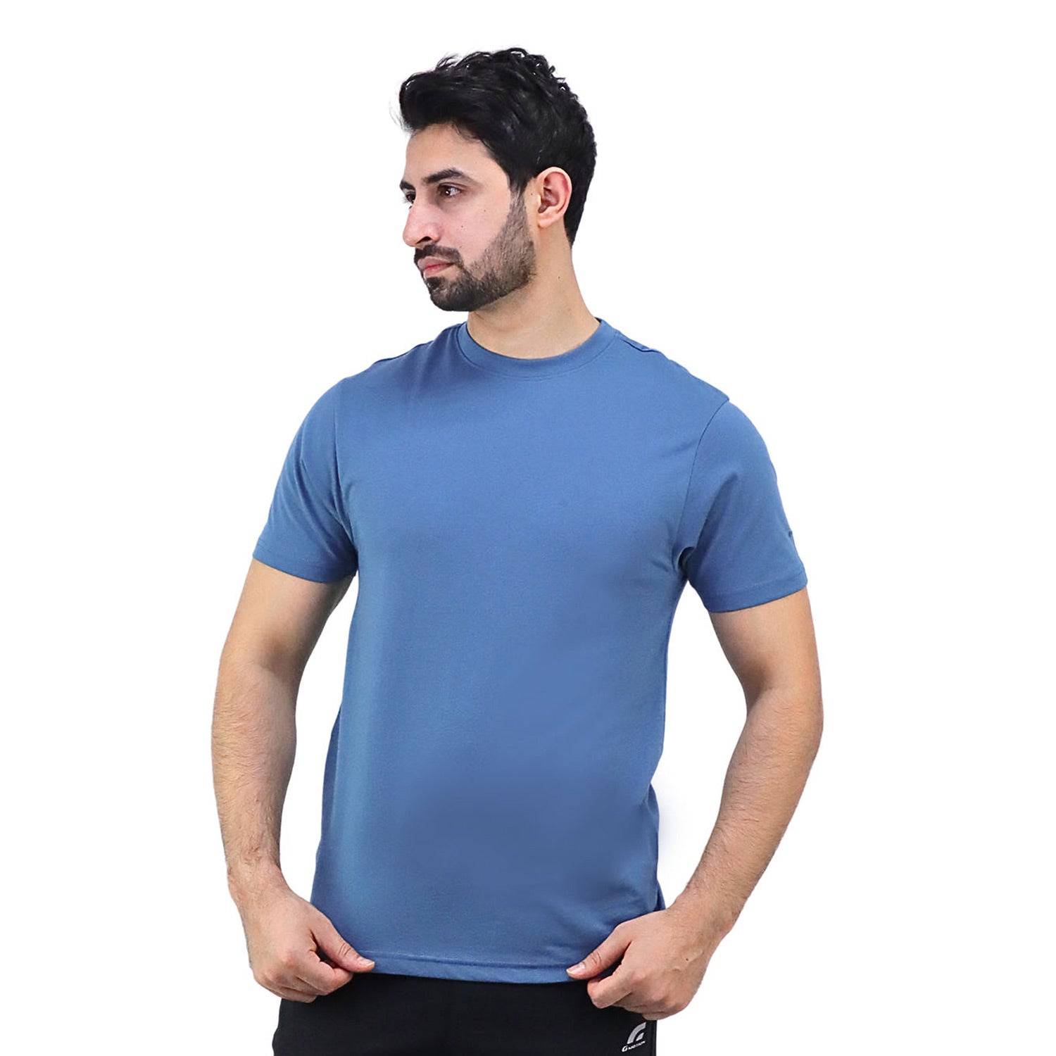 Giordano Men's Cotton Jersey Crew Neck Slim Fit Tee-Blue