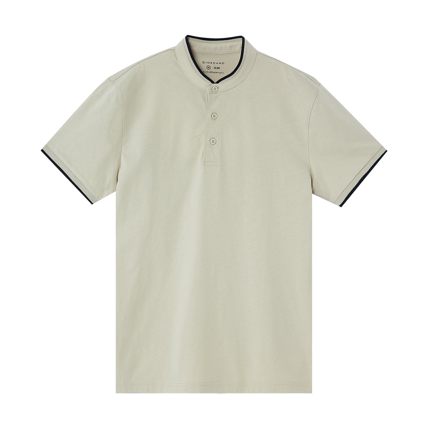 Giordano Men's Slim Fit Cotton Henley Tee-Brown