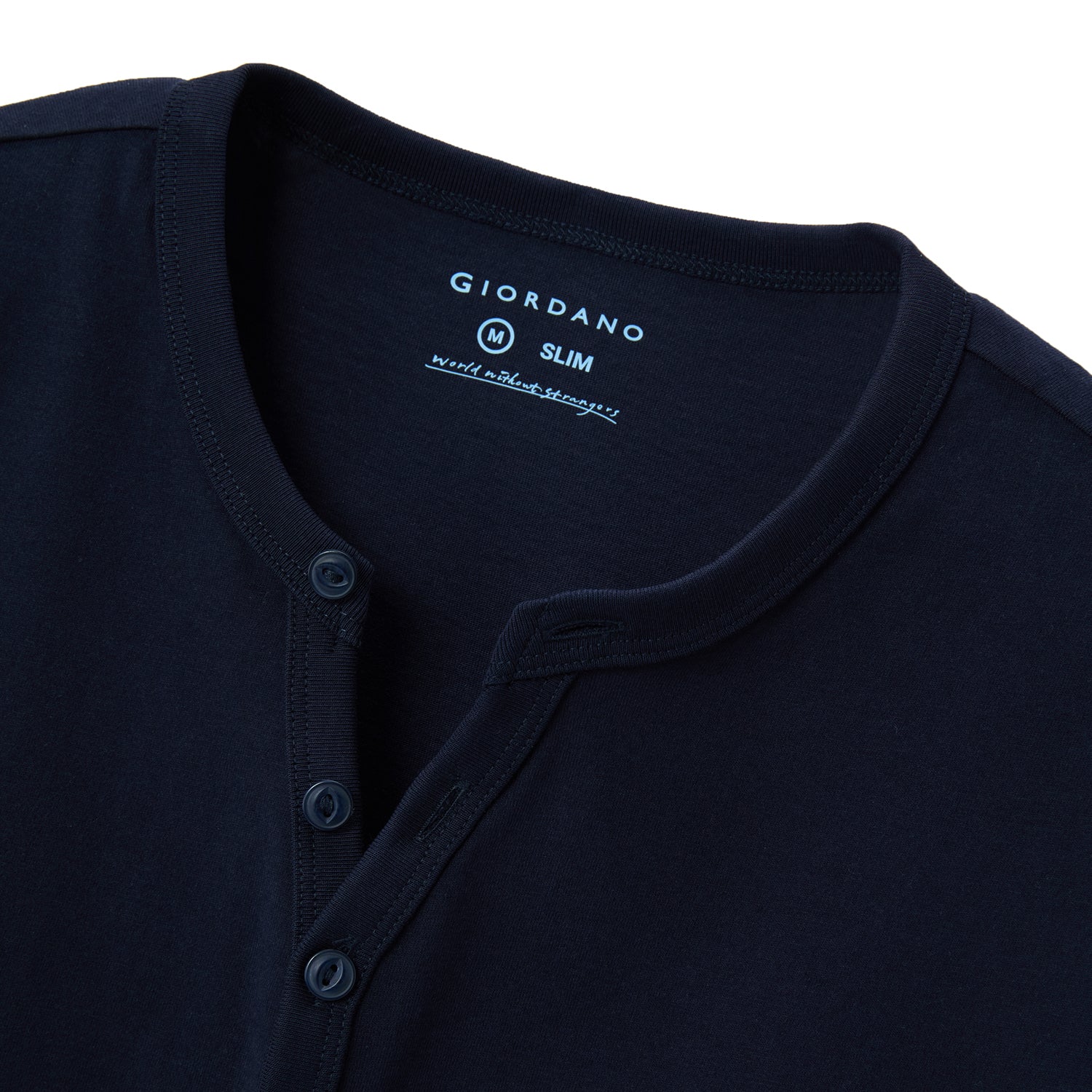 Men's Henley Tee with Small Lion Embroidery