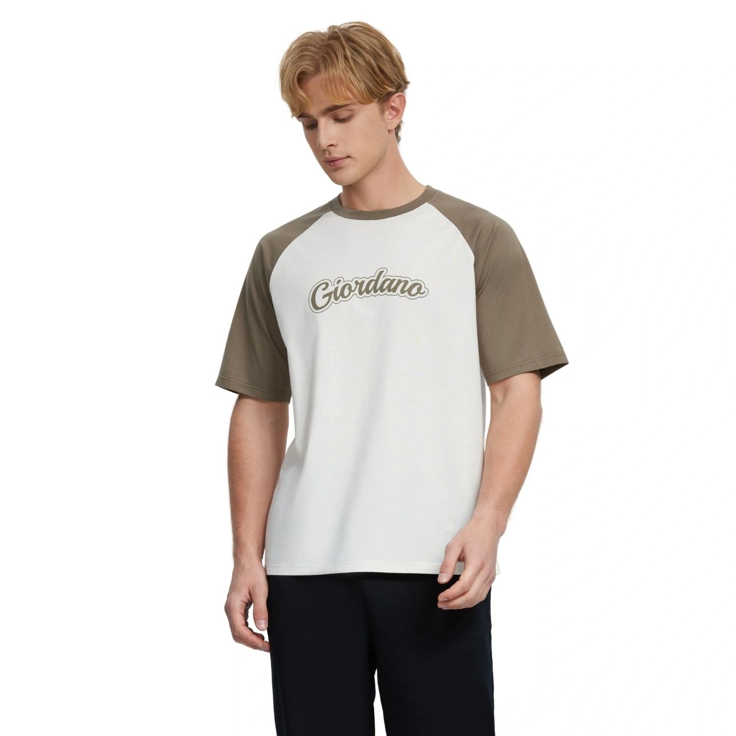Men's Cotton Blend Raglan Sleeve Print Tee