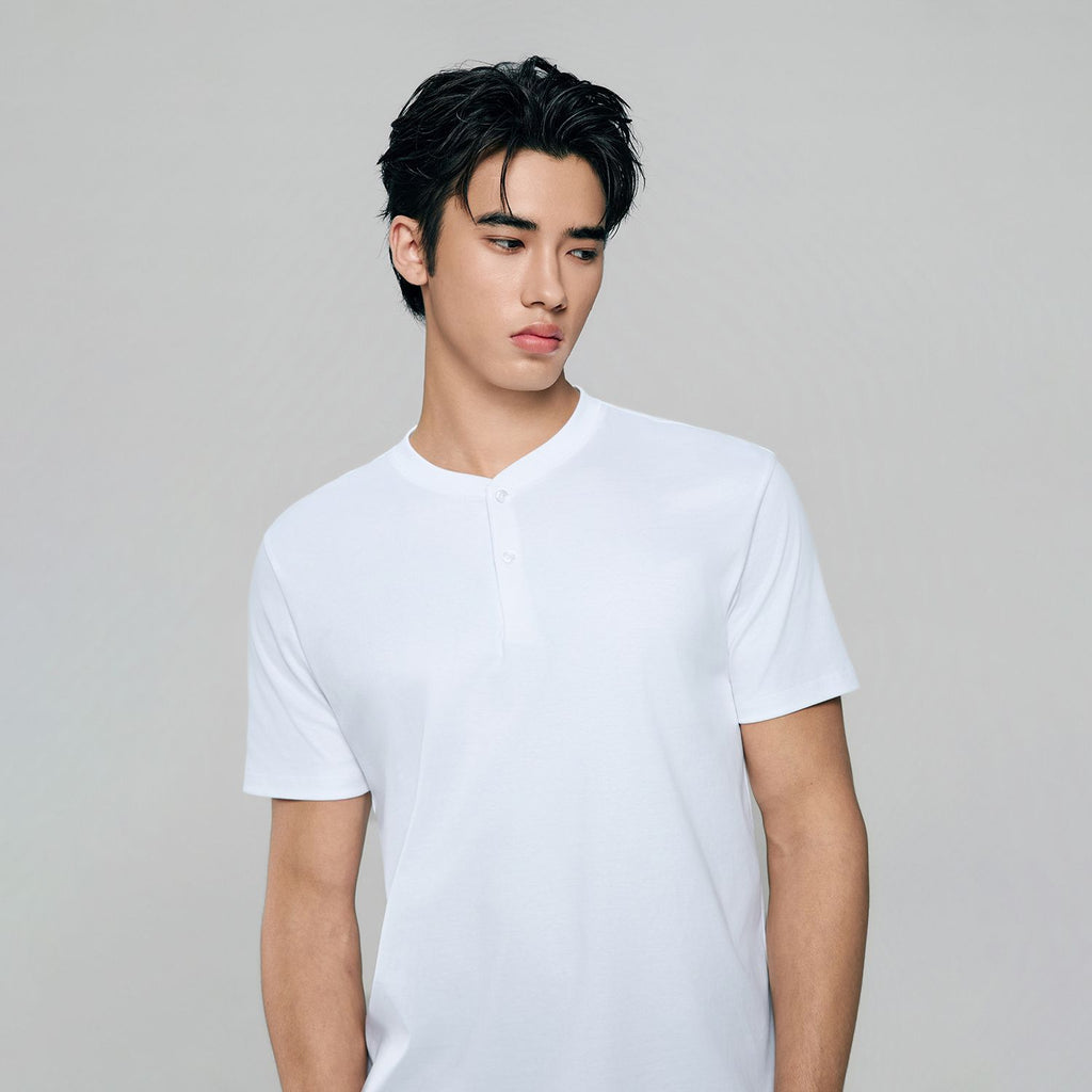 Men Slim Liquid Touch Cotton Henley Tee