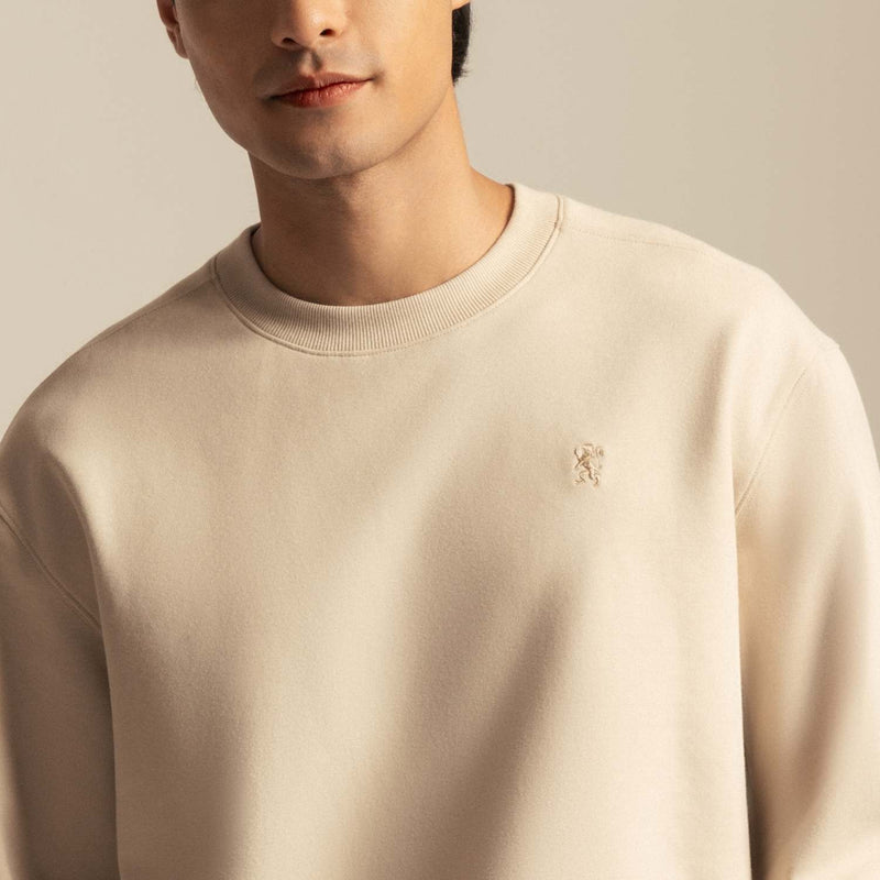 Men's Relaxed French Terry Crew Neck Embroidered Sweatshirt