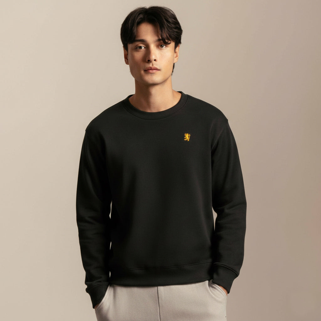 Men's Relaxed French Terry Crew Neck Embroidered Sweatshirt