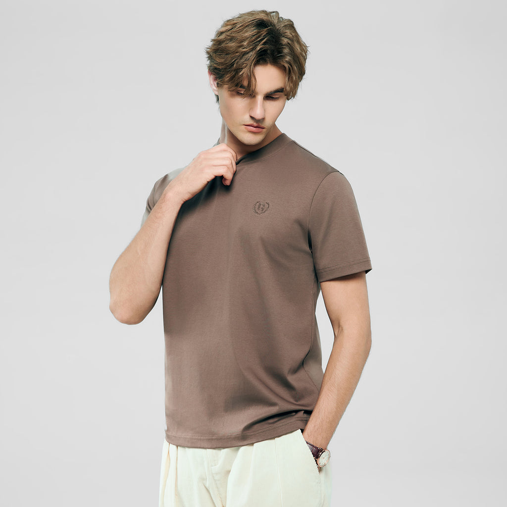 تيشيرت رجالي ضيق بقصة ضيقة من القطن السائل الملمس برقبة دائرية