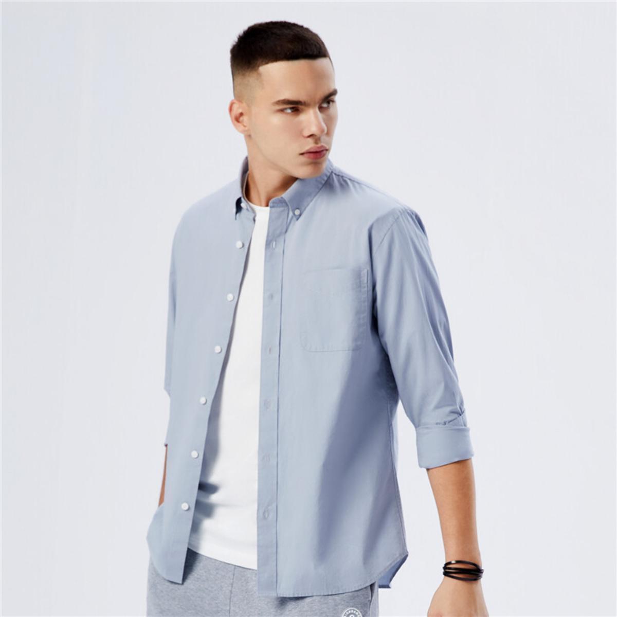 Men's Stretch Long Sleeve Slim Button Front Shirt