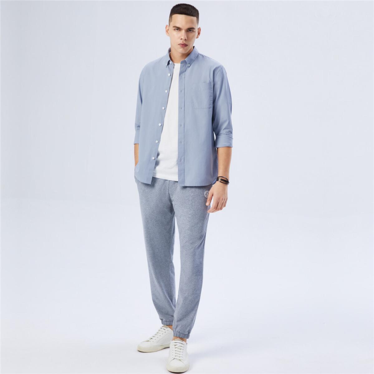 Men's Stretch Long Sleeve Slim Button Front Shirt