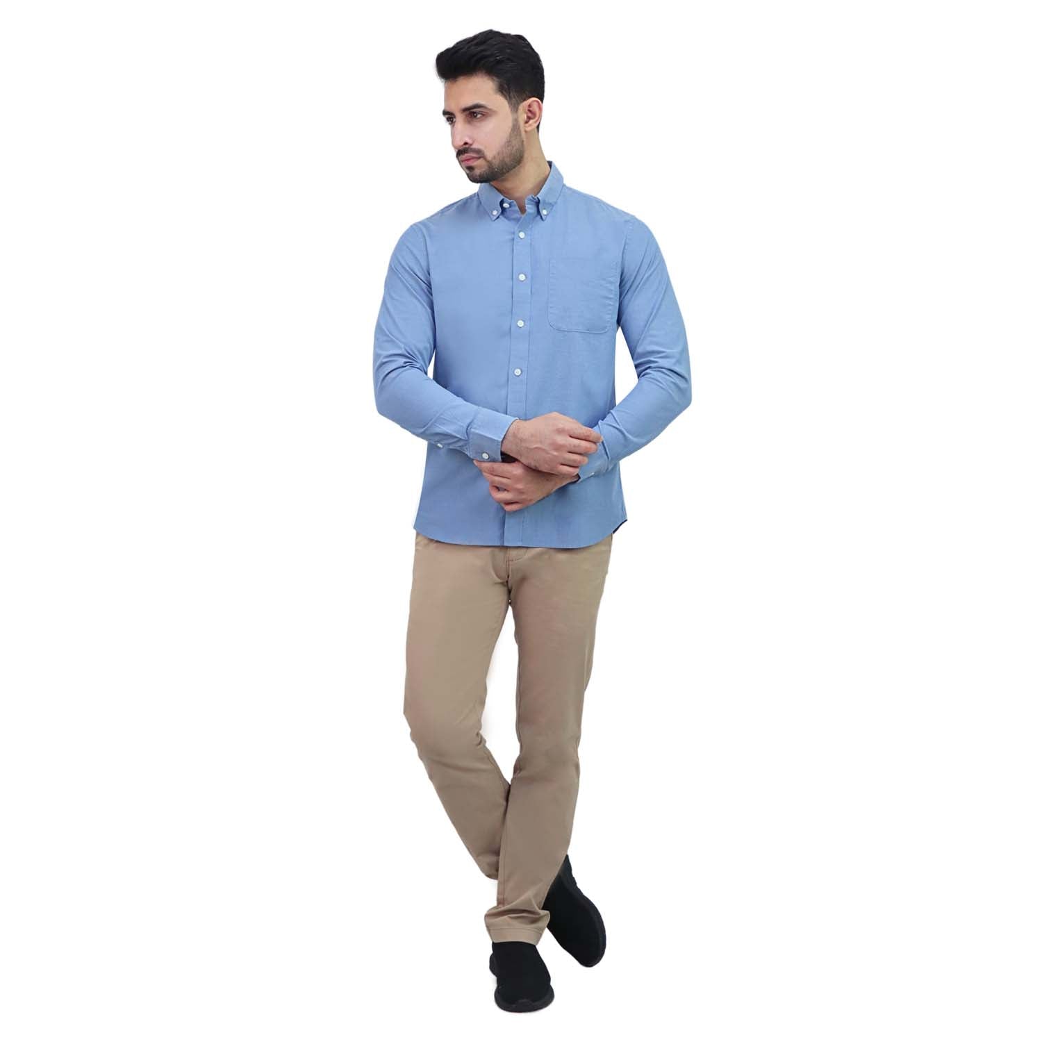 Men's Stretch Long Sleeve Slim Button Front Shirt