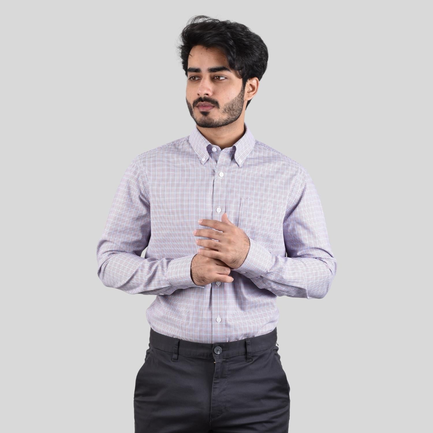 Men's Oxford Pattern Wrinkle Free Shirt
