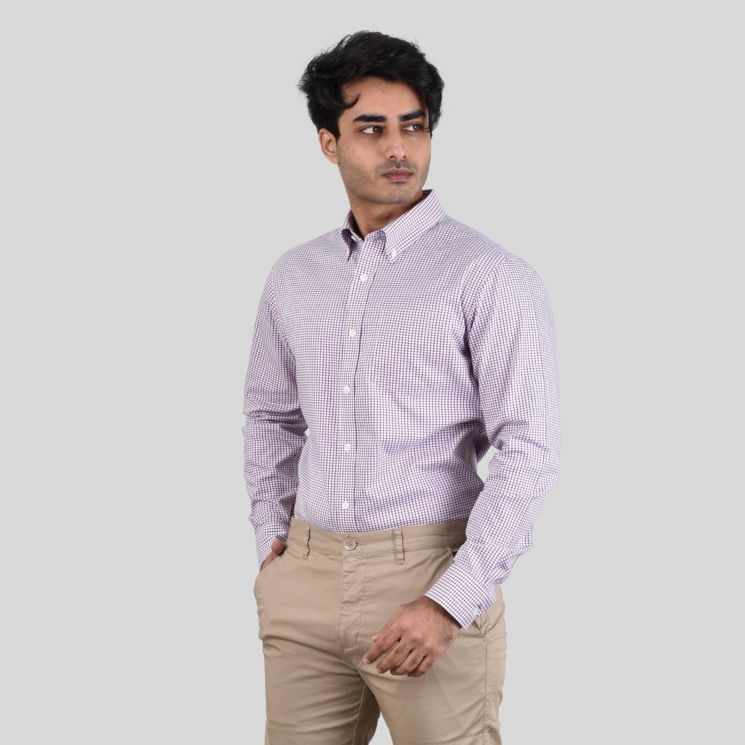 Men's Oxford Pattern Wrinkle Free Shirt