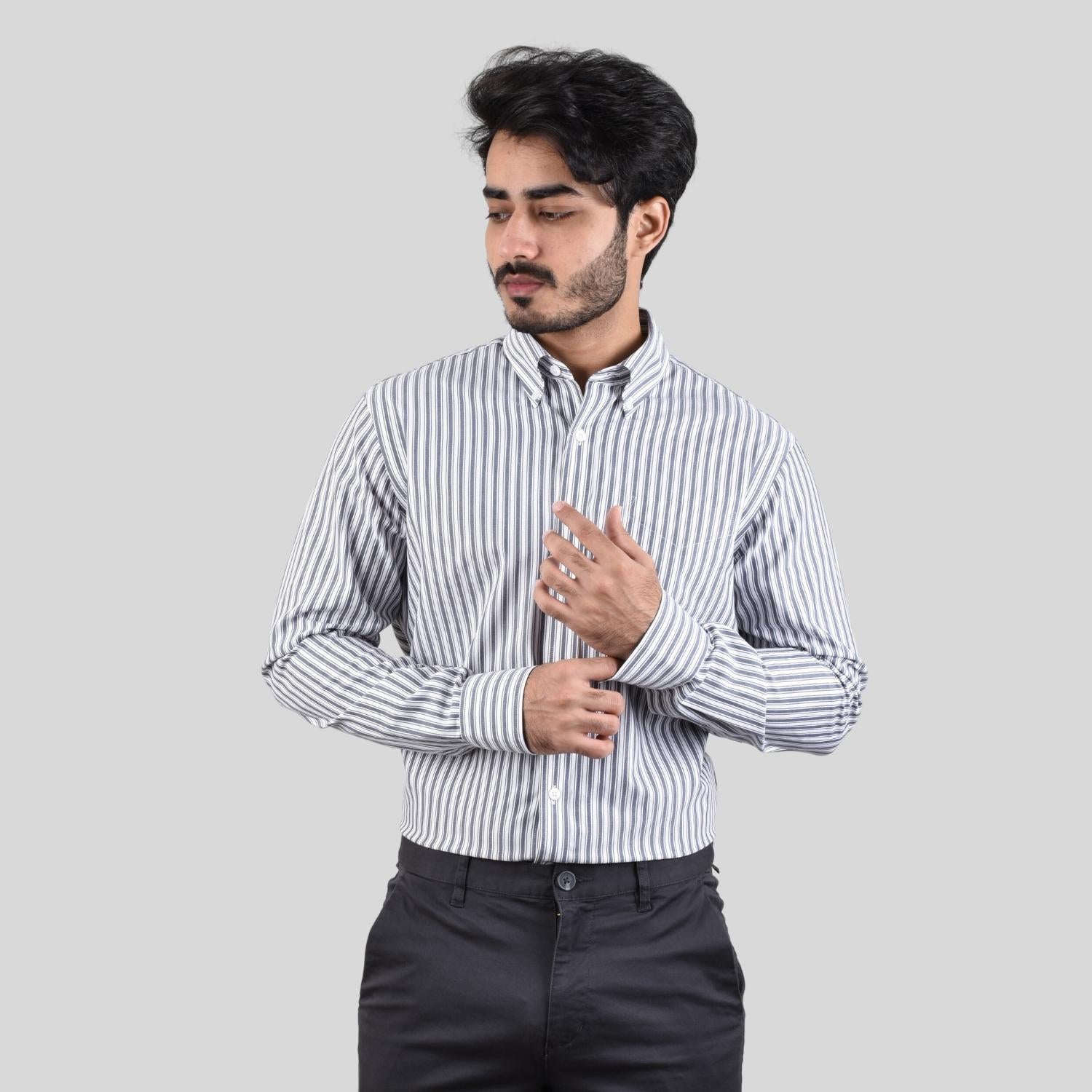 Men's Oxford Pattern Wrinkle Free Shirt