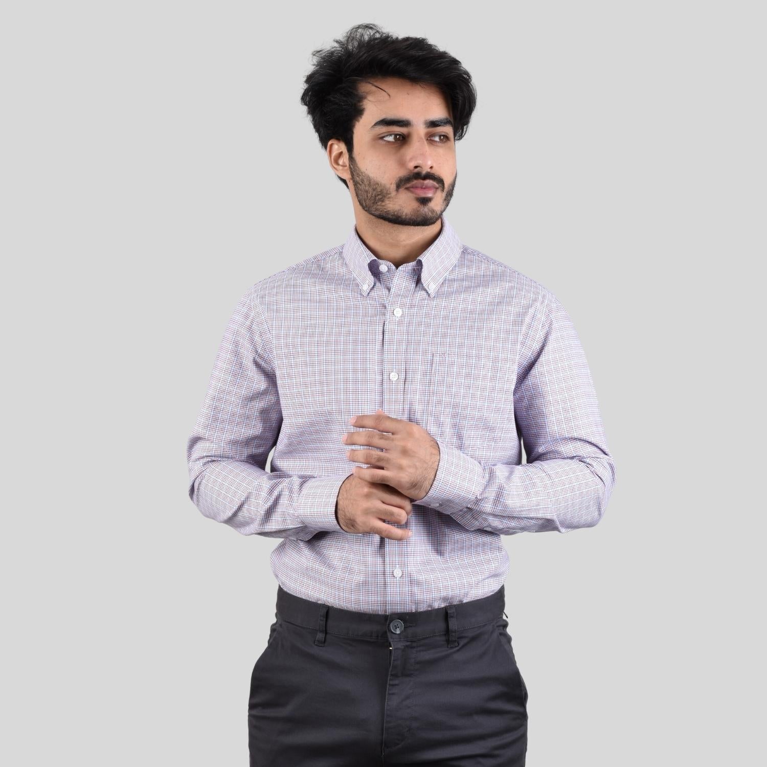 Men's Oxford Pattern Wrinkle Free Shirt