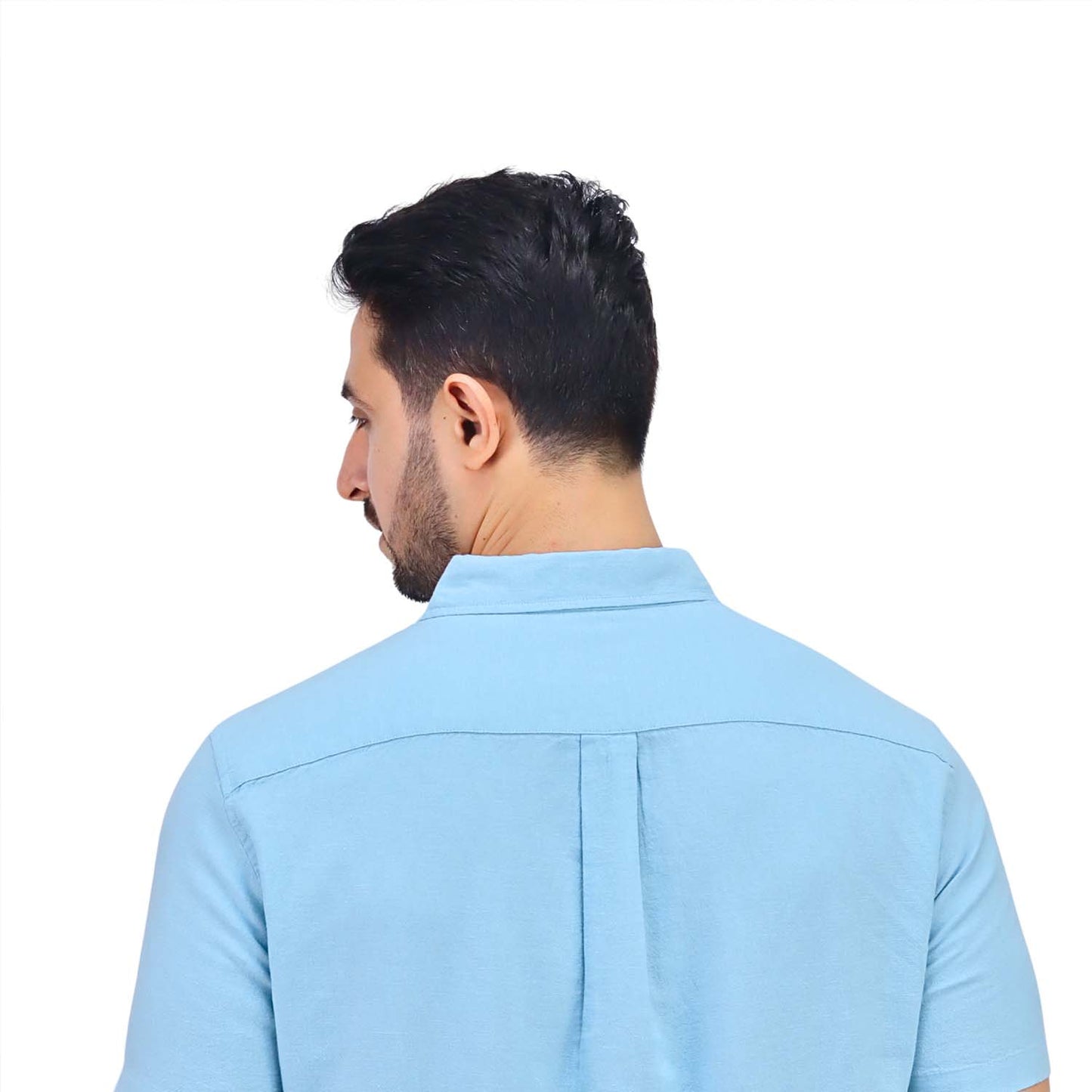 Men's Linen Short Sleeve Slim Fit Front Button Garment Wash Shirt