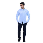 Men's Cotton Spandex Oxford Slim Fit Embroidery Shirt