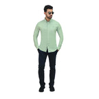 Men's Cotton Spandex Oxford Slim Fit Embroidery Shirt