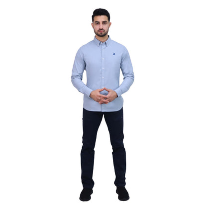 Men’S Cotton Spandex Oxford Slim Fit Embroidery Shirt