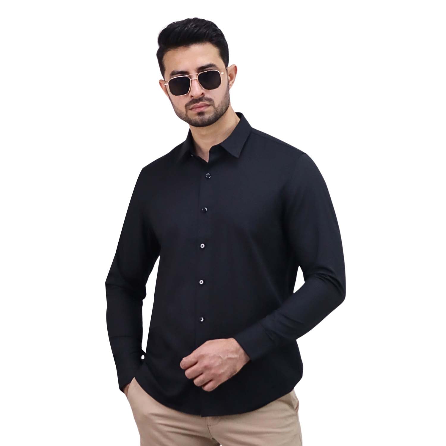 Men's Polyester Modal Lycra Twill Slim Fit Easy Care Shirt