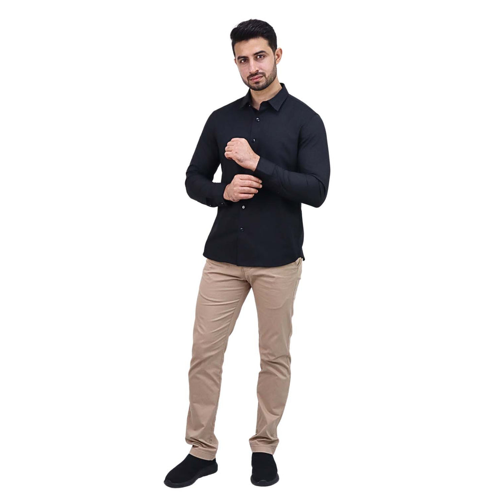 Men's Polyester Modal Lycra Twill Slim Fit Easy Care Shirt