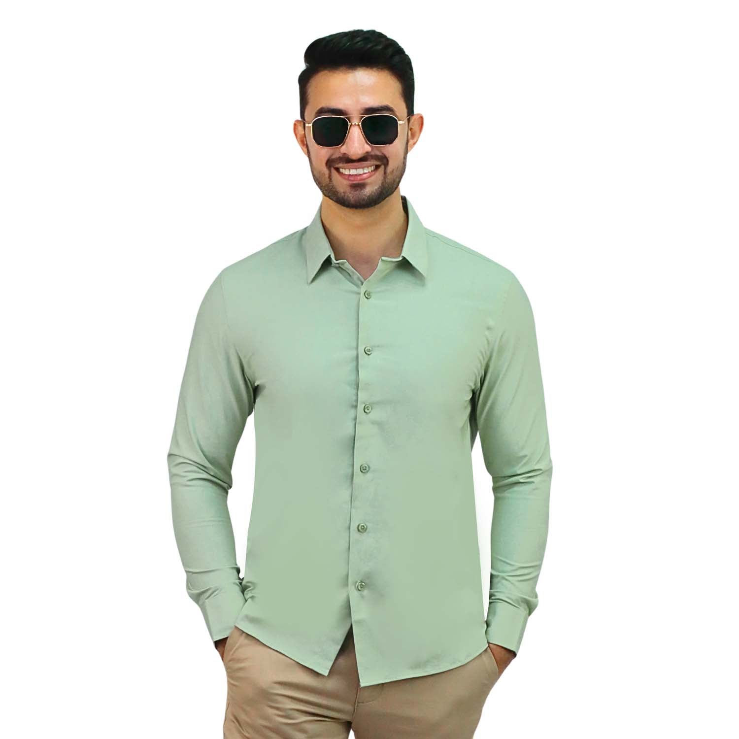 Men's Polyester Modal Lycra Twill Slim Fit Easy Care Shirt