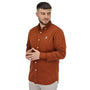 Giordano Men's Cotton Oxford Full Opening Long Sleeve Slim Fit Shirt-Orange