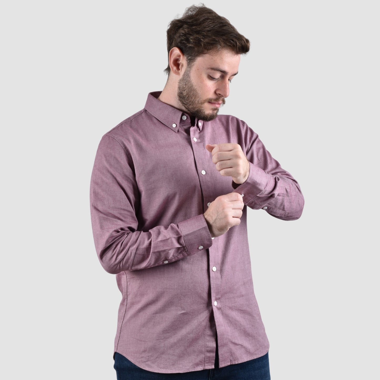 Men's Cotton Oxford Full Opening Long Sleeve Slim Fit Shirt