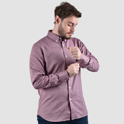 Men's Cotton Oxford Full Opening Long Sleeve Slim Fit Shirt