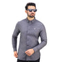 Giordano Men's Cotton Oxford Full Opening Long Sleeve Slim Fit Shirt-Gray