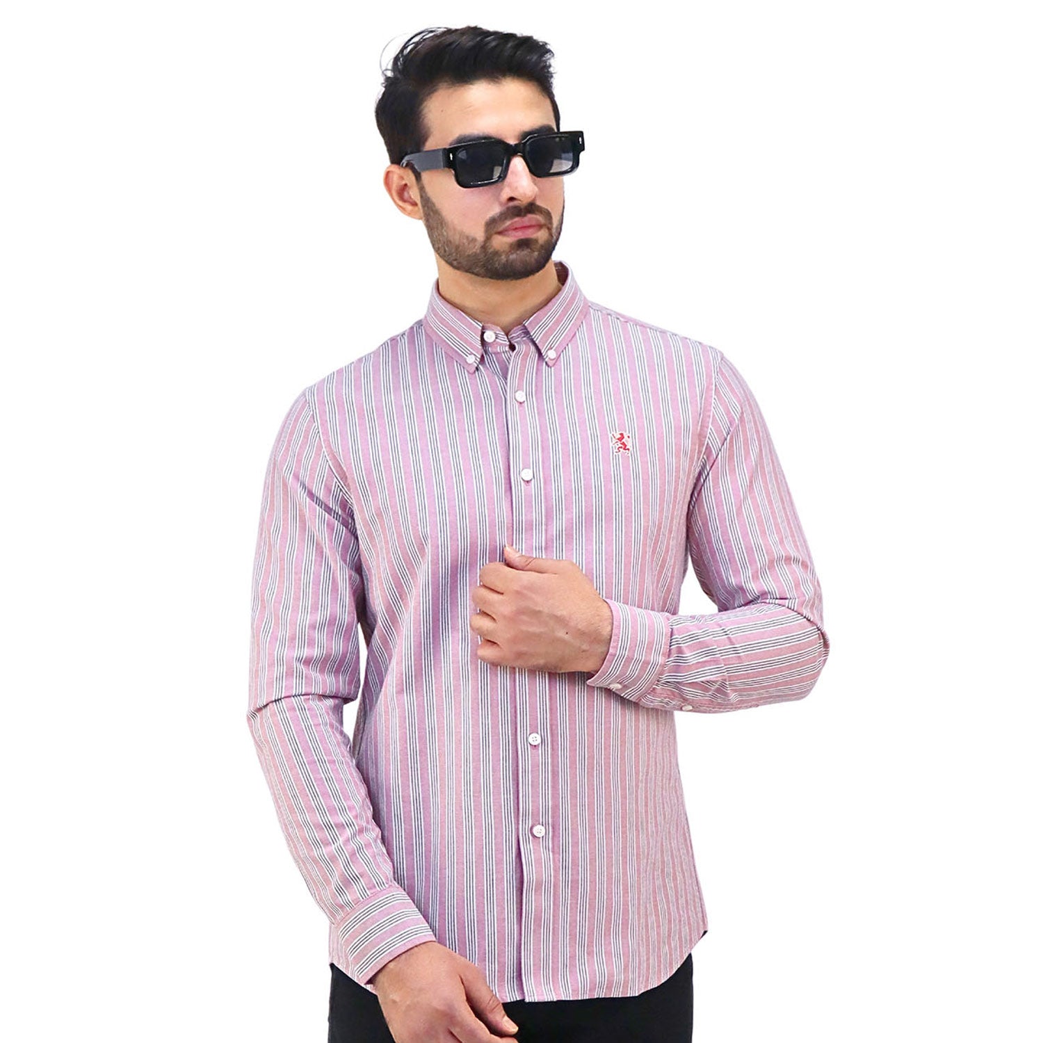 Giordano Men's Cotton Oxford Full Opening Long Sleeve Slim Fit Shirt-Multicolor