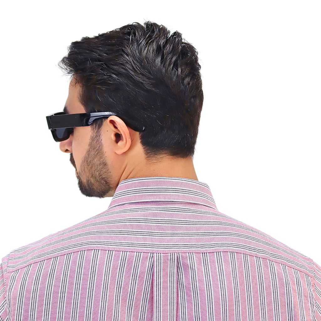 قميص رجالي من القطن أكسفورد بفتحة كاملة وأكمام طويلة وقصّة ضيقة