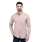 Giordano Men's Cotton Oxford Full Opening Long Sleeve Slim Fit Shirt-Brown