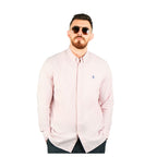 Giordano Men's Cotton Oxford Full Opening Long Sleeve Slim Fit Shirt-Pink