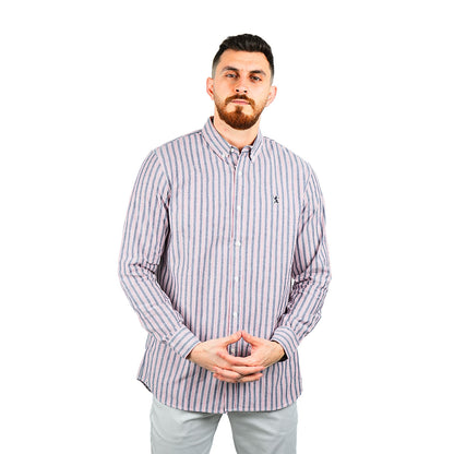 Giordano Men's Cotton Oxford Full Opening Long Sleeve Slim Fit Shirt-Multicolor