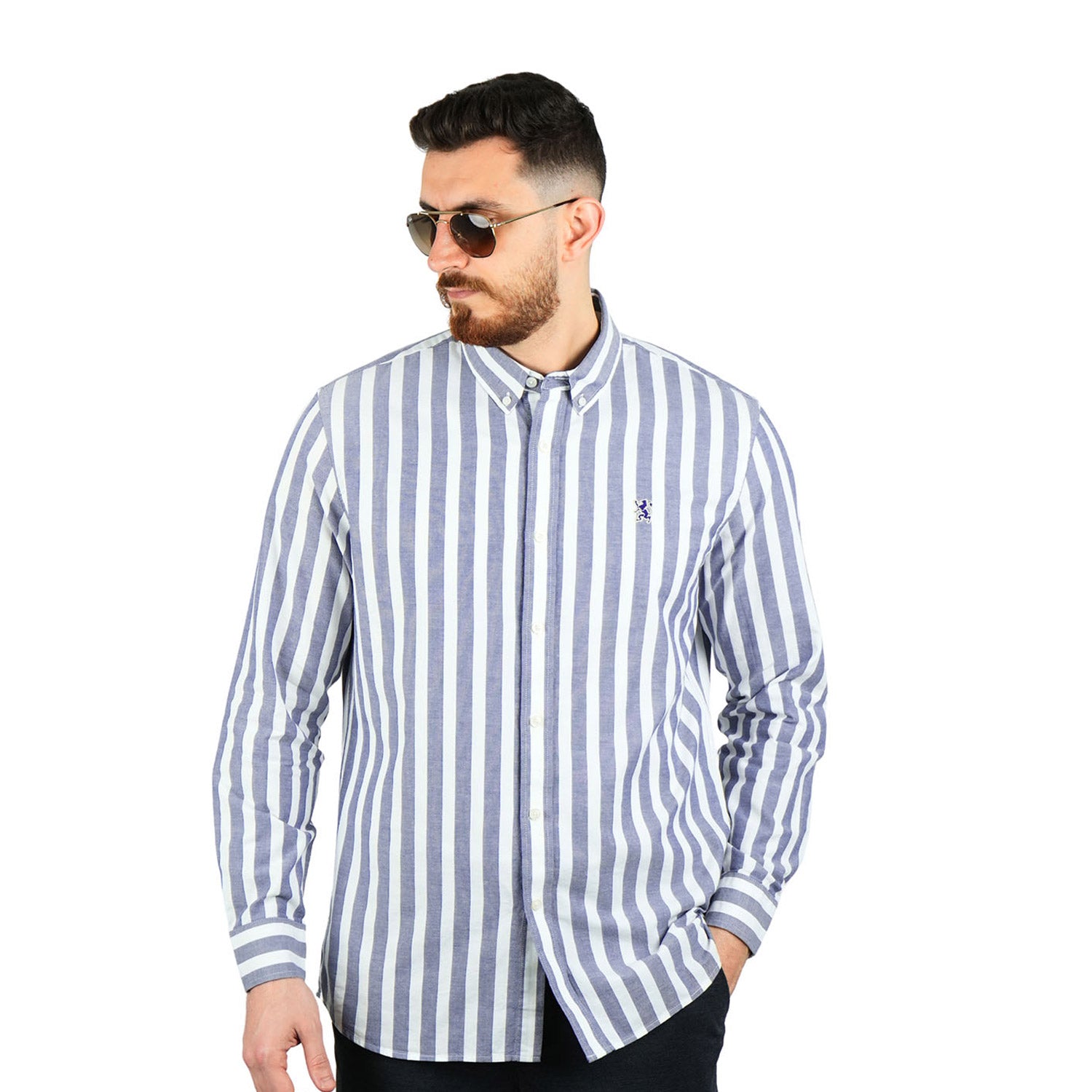 Men's Cotton Oxford Full Opening Long Sleeve Slim Fit Shirt