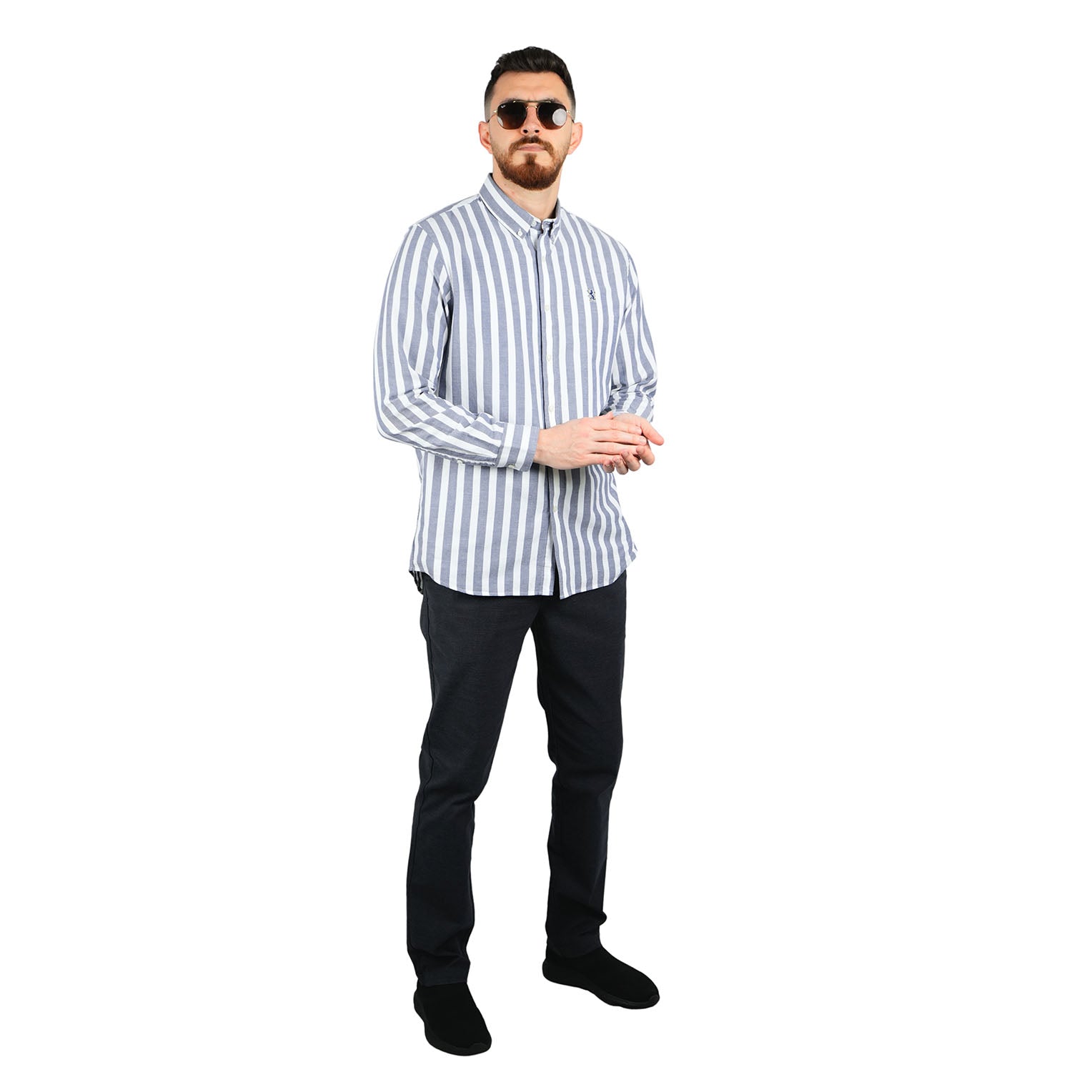 Men's Cotton Oxford Full Opening Long Sleeve Slim Fit Shirt