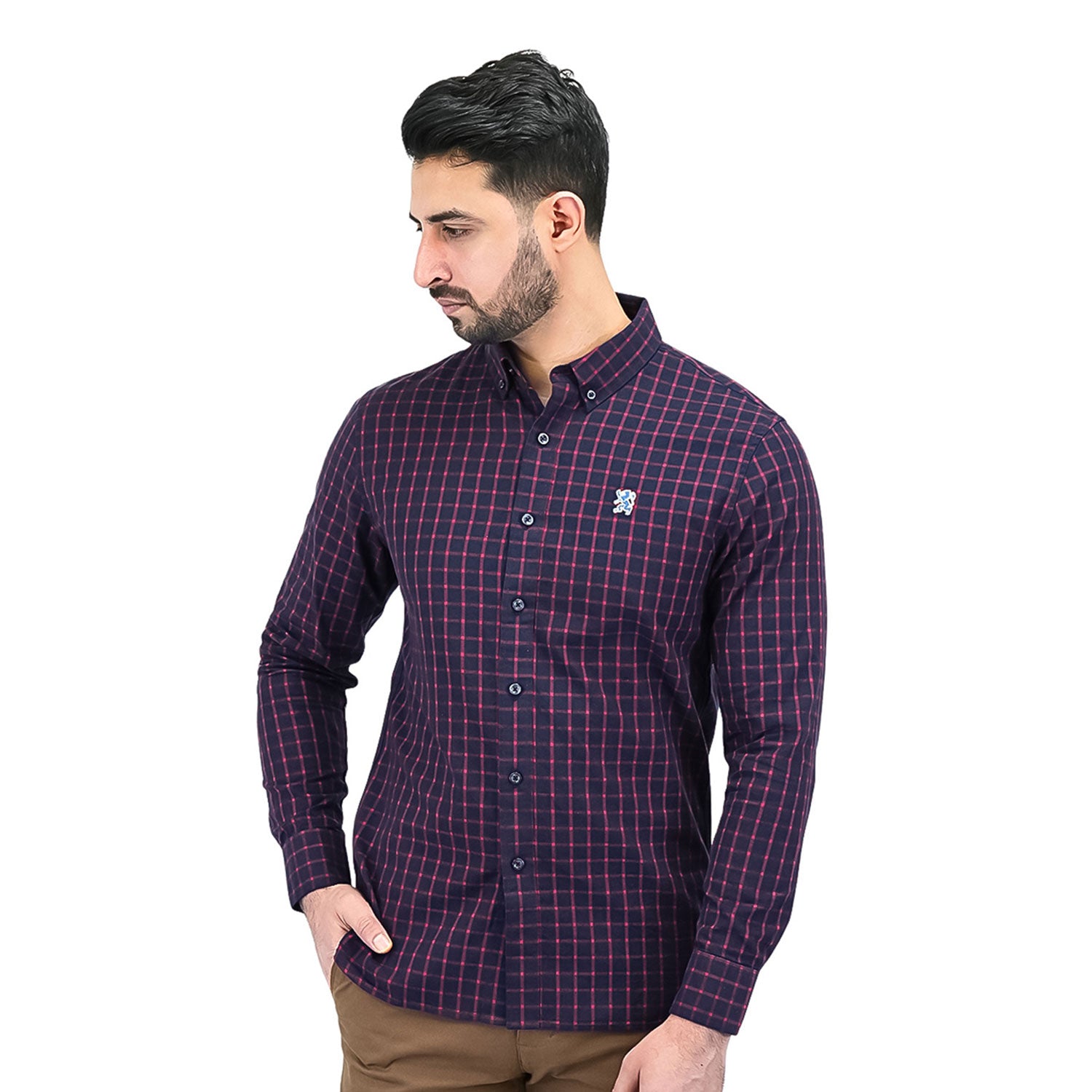 Giordano Men's Cotton Oxford Full Opening Long Sleeve Slim Fit Shirt-Multicolor