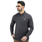 Giordano Men's Cotton Oxford Full Opening Long Sleeve Slim Fit Shirt-Grey