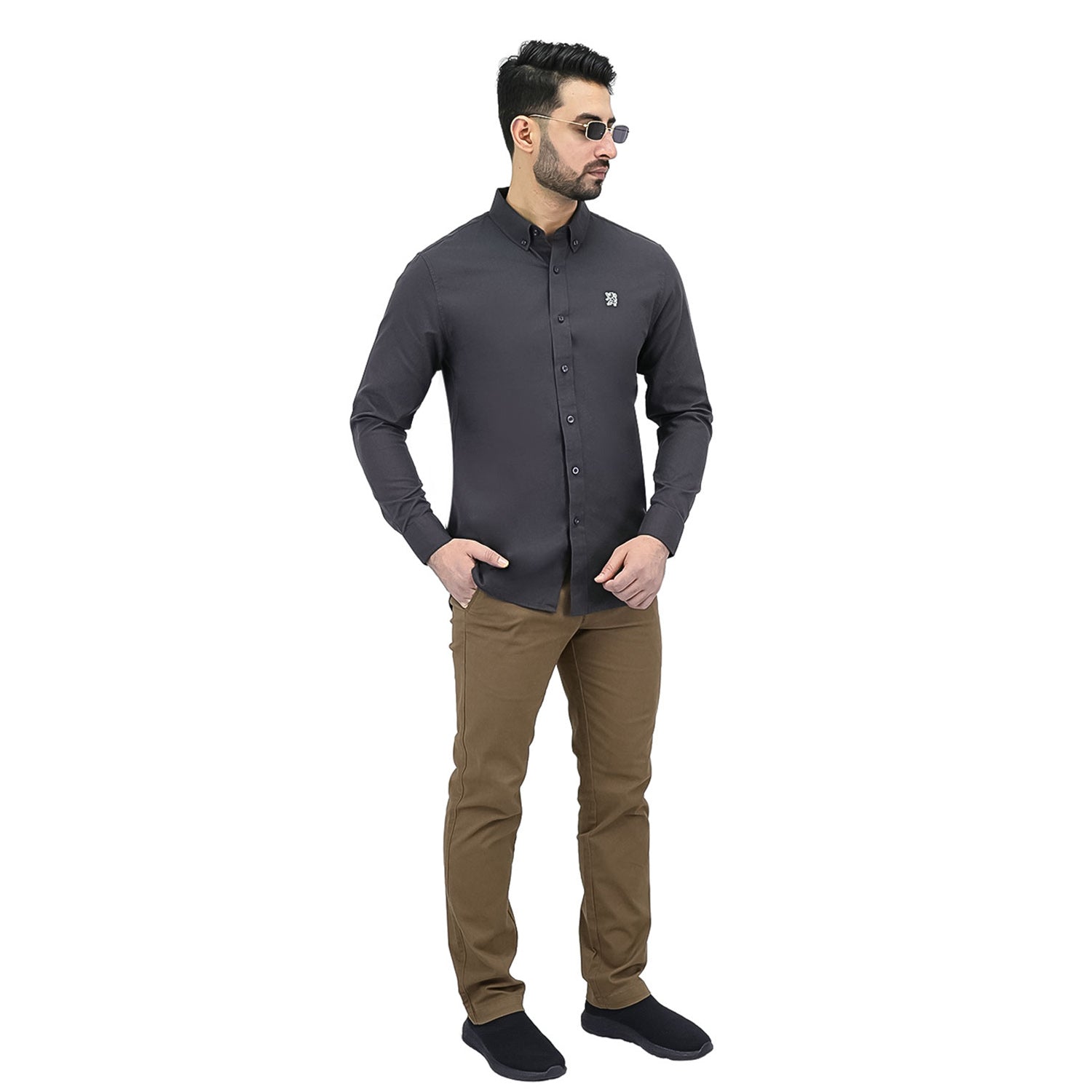 Men's Cotton Oxford Full Opening Long Sleeve Slim Fit Shirt